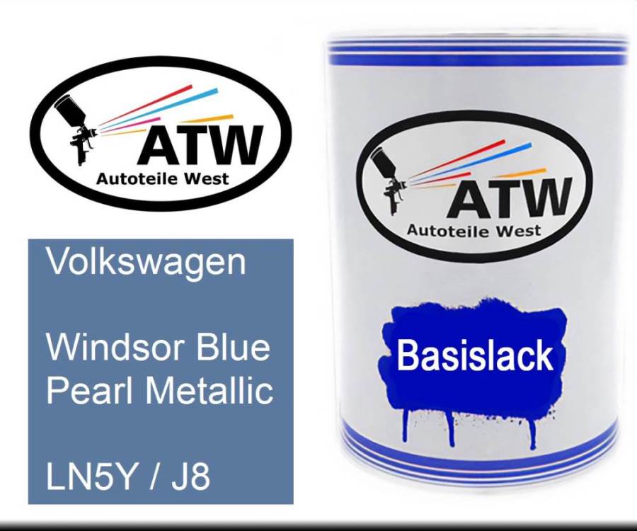 Volkswagen, Windsor Blue Pearl Metallic, LN5Y / J8: 500ml Lackdose, von ATW Autoteile West.
